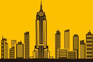 ilustração de vários prédios, incluindo um arranha-céu, simbolizando a técnica skyscraper em SEO