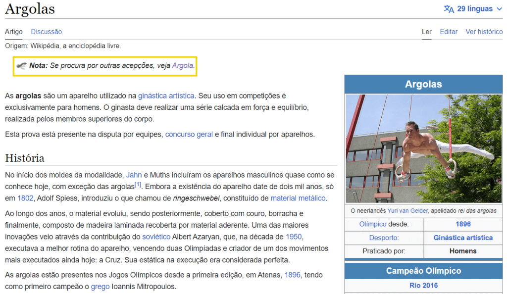 screenshot de página de argola do wikipedia, com marcação para a desambiguação