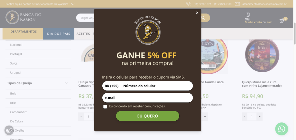 Exemplo de cupom gerado automaticamente no e-commerce de Banca do Ramon