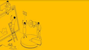 desenho gráfico com pessoas olhando para página online
