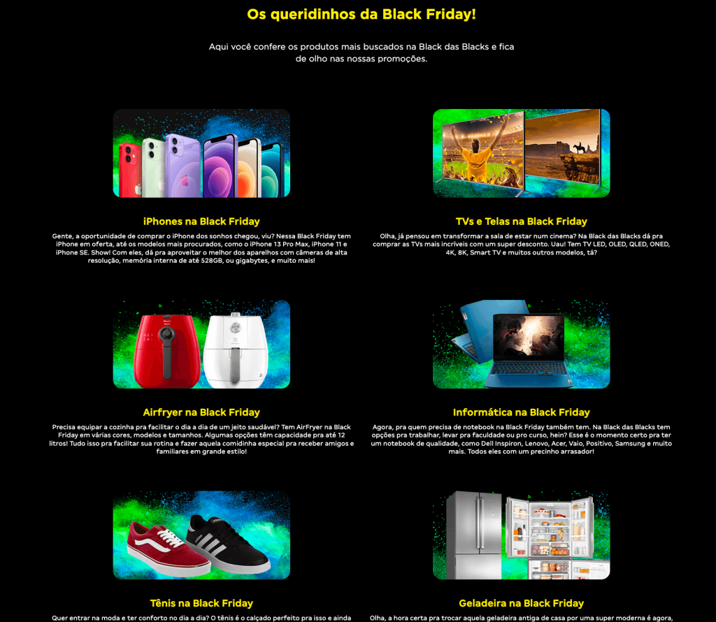 print de tela da homepage de black friday da magalu