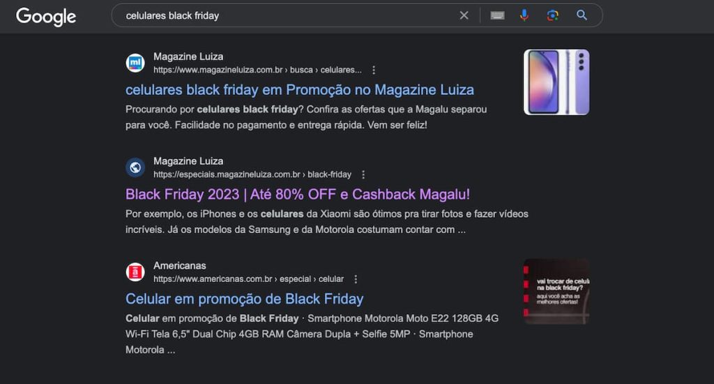 E-commerce já usando a palavra chave " Black Friday"