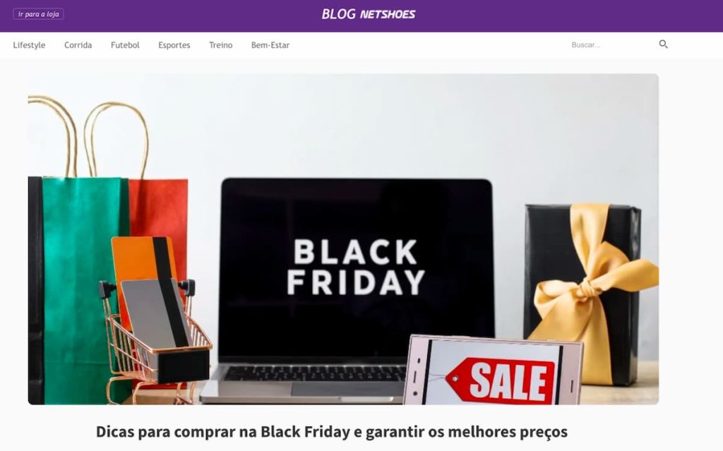 Print do blog da Netshoes durante a Black Friday 