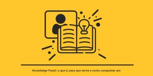 imagem gráfica com fundo amarelo e desenho de livro e perfil