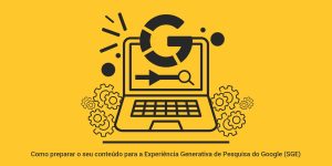 Ilustração de um computador com a logo do Google saindo da tela