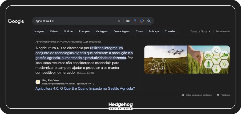 print para primeiro lugar do google em agricultura 4.0