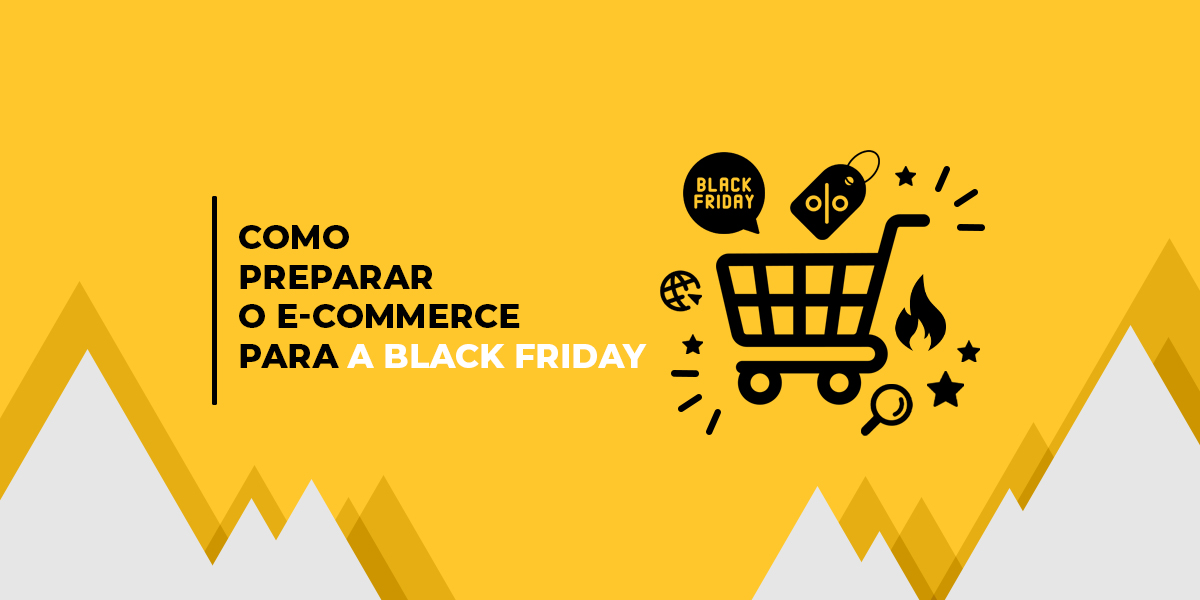 ilustração de um carrinho de loja virtual com vários símbolos indicando descontos, capa do conteúdo sobre black friday no e-commerce: como preparar para a data
