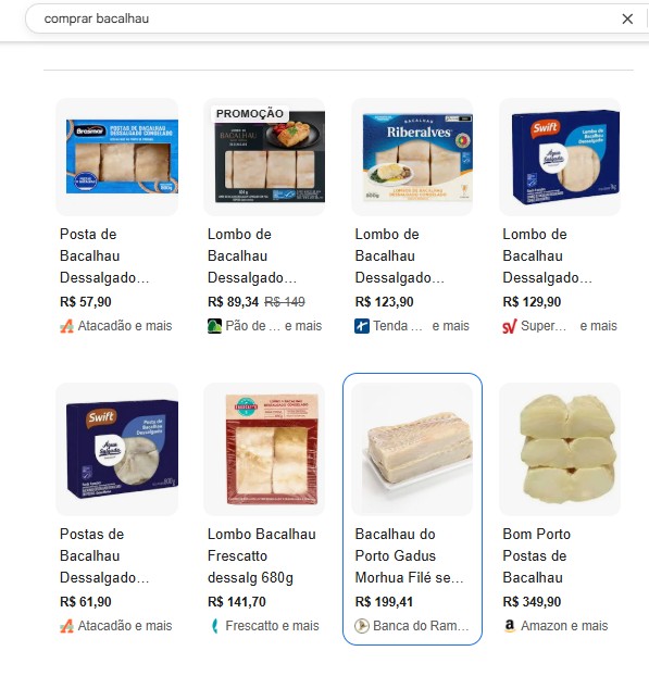 print dos organic product grids para Bacalhau