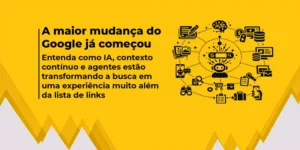 Imagem de banner com fundo amarelo, título em destaque e ilustrações de ícones conectados ao assunto do lado