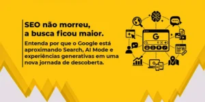 Ilustração sobre homepage do Google com icones relacionados ao lado